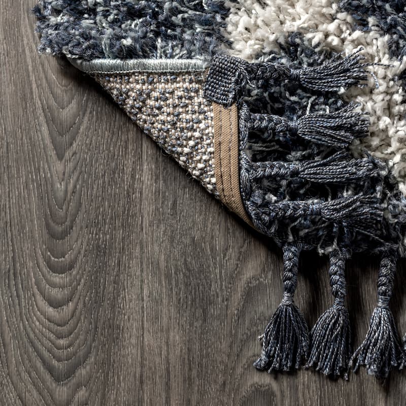 JONATHAN Y Modern Shag Plush Tassel Moroccan Geometric Trellis Area Rug