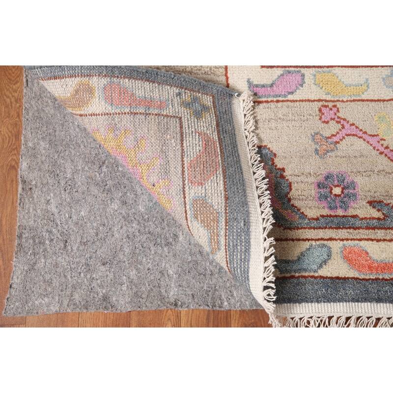 Gray Oushak Area Rug Hand-Knotted Wool Carpet - 8'10"x 11'8"