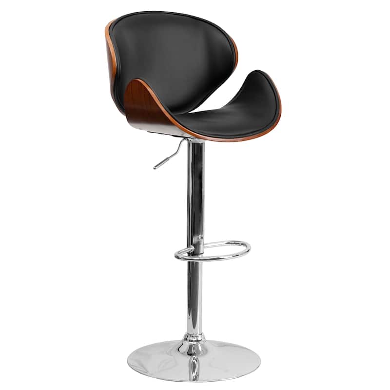 Bentwood Adjustable Height Barstool with Curved Back and Vinyl Seat - 21"W x 20"D x 37" - 45.5"H - 21"W x 20"D x 37" - 45.5"H