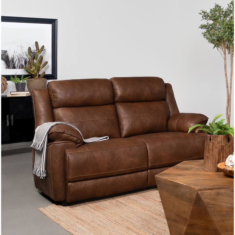 Ellington Upholstered Padded Arm Loveseat Dark Brown