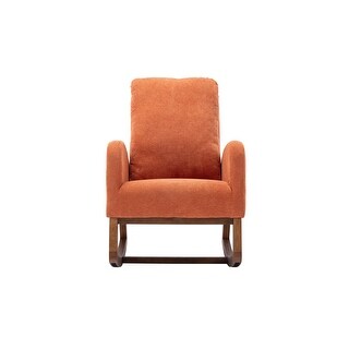 Orange Rocking Chair with Footrest High Back Rubber Wood Rocking Legs ...