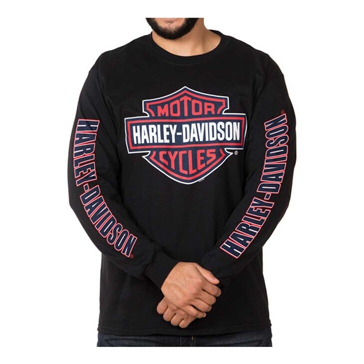 Shop Harley Davidson Men S Rwb Bar Shield Long Sleeve Crew Neck