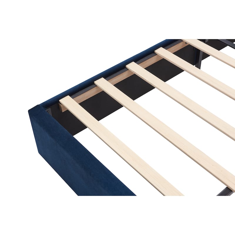 Velvet Upholstered Bed Frame, Wingback Headboard Platform Bed with LED Side Lights & Nightstands, No Box Spring Needed