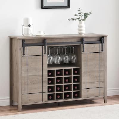 Farmhouse Bar Cabinet with Sliding Barn Door