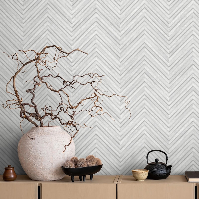 Galerie Wallcoverings Woods and Wicker Collection Herringbone Wood Effect Matte Finish Vinyl on Non-woven Wallpaper Roll