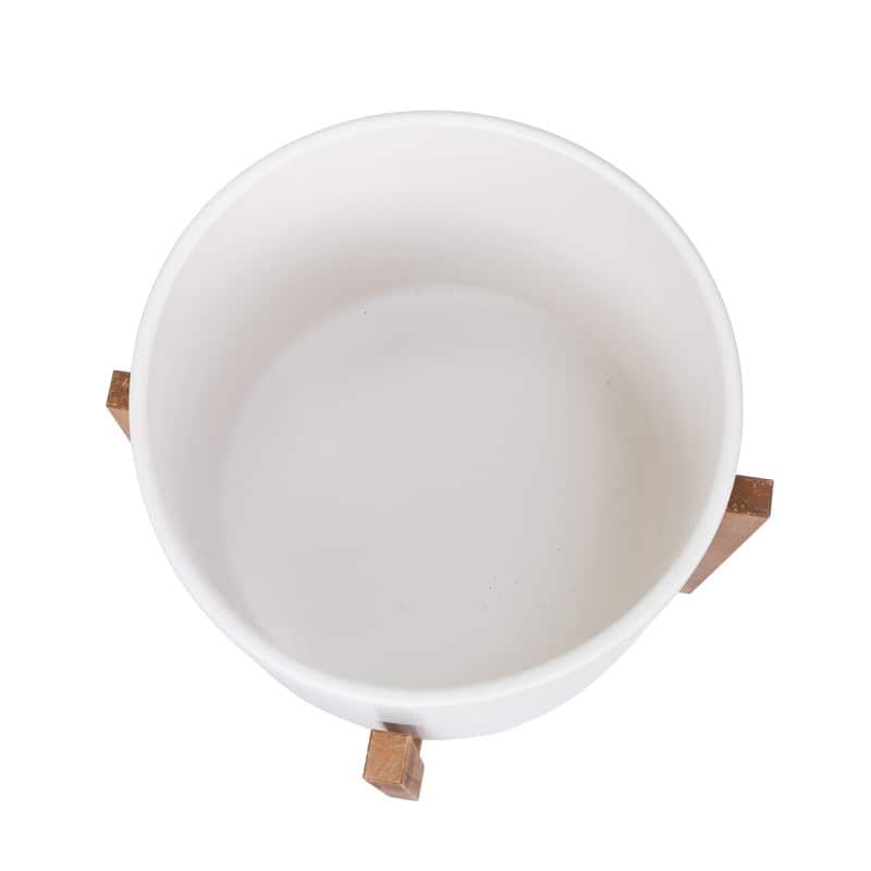 Liam Modern Ceramic Planter with Wood Legs