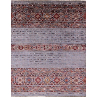Golden Nile Grey Khorjin Handmade Wool Rug - 8' 1" X 10' 0"