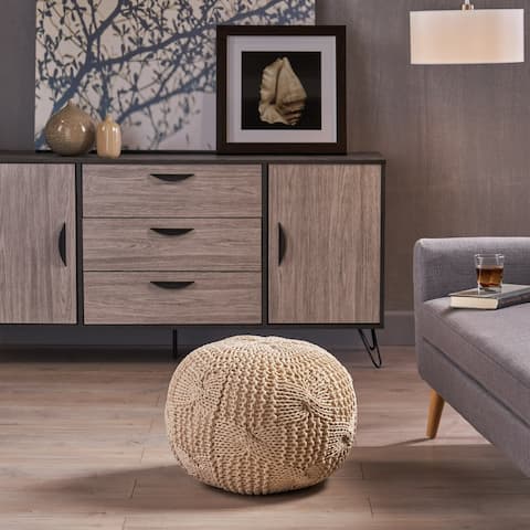 Anouk Knitted Cotton Pouf by Christopher Knight Home