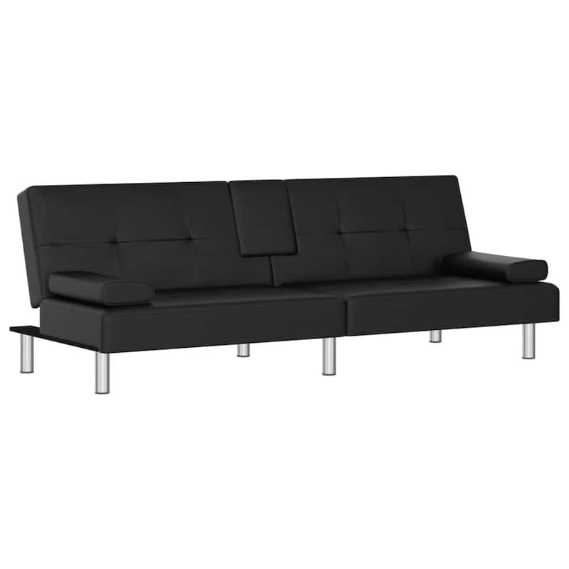 vidaXL Sofa Bed Foldable Sleeper Sofa Couch Bed with Cup Holders Faux Leather - 78.7" x 35" x 27.6"