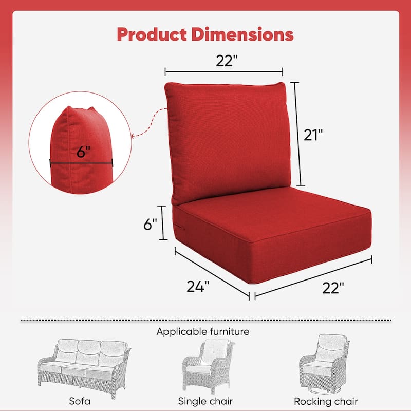 Pocassy 22"x24"x6" Inch Thick Cushions Indoor Outdoor Pillows Cushion