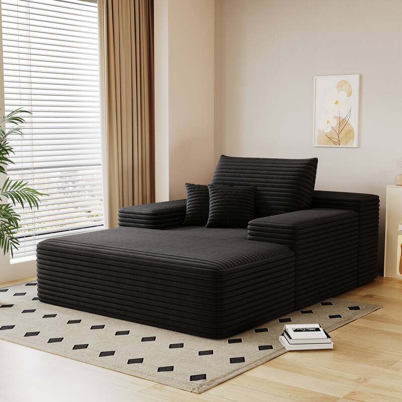 51.2″ Corduroy 2-Seater Cloud Sofa with 600 lb Capacity & Ergonomic Pillows, No Assembly - Antique Black