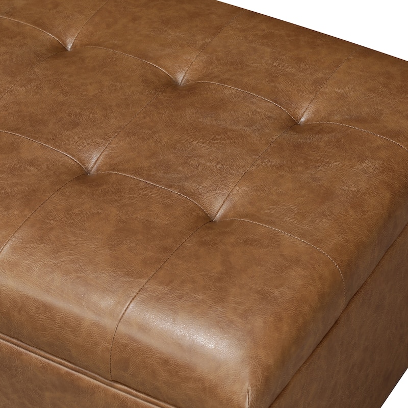 Adeco 35" Tufted Rectangular Storage Ottoman Bench
