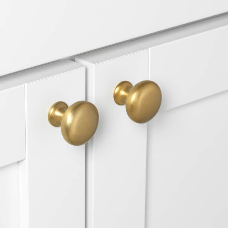 GlideRite 5-Pack 1-1/8 in. Satin Gold Round Solid Cabinet Knobs - Satin Gold