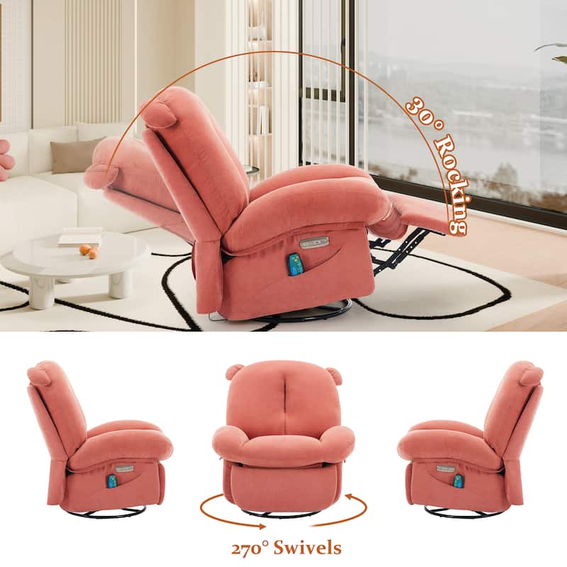 XINMICS Swivel Recliner Chair, Glider Rocking Power Recliner with Massage and Heated (Set of 2)