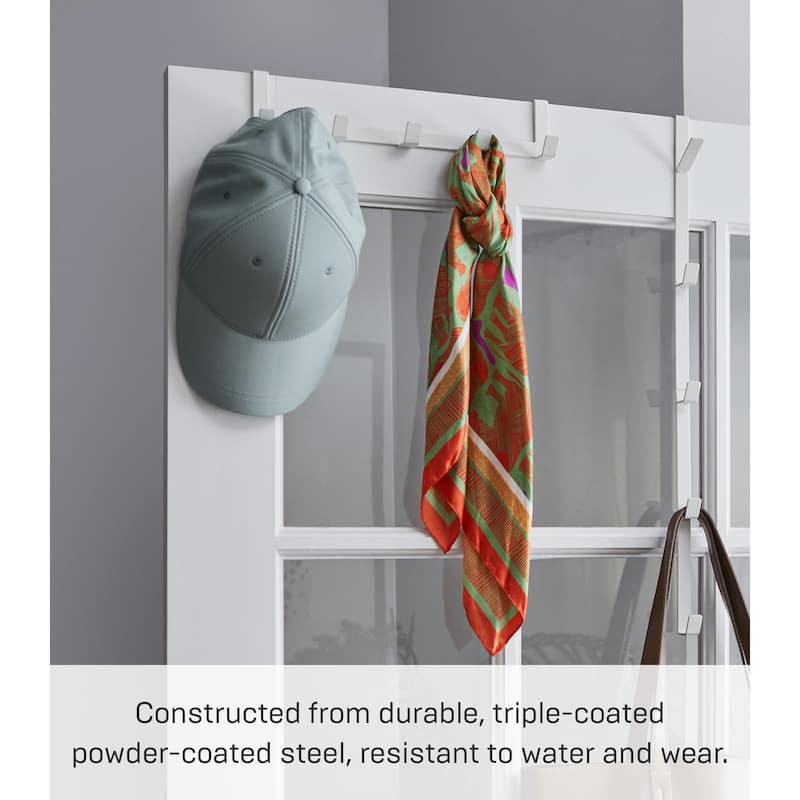 Yamazaki Home Over-the-Door Hanger, Steel, Up To 1.375" Door, Wide, Holds 11 lbs - L 2.76 x W 11.81 x H 2.36 inches