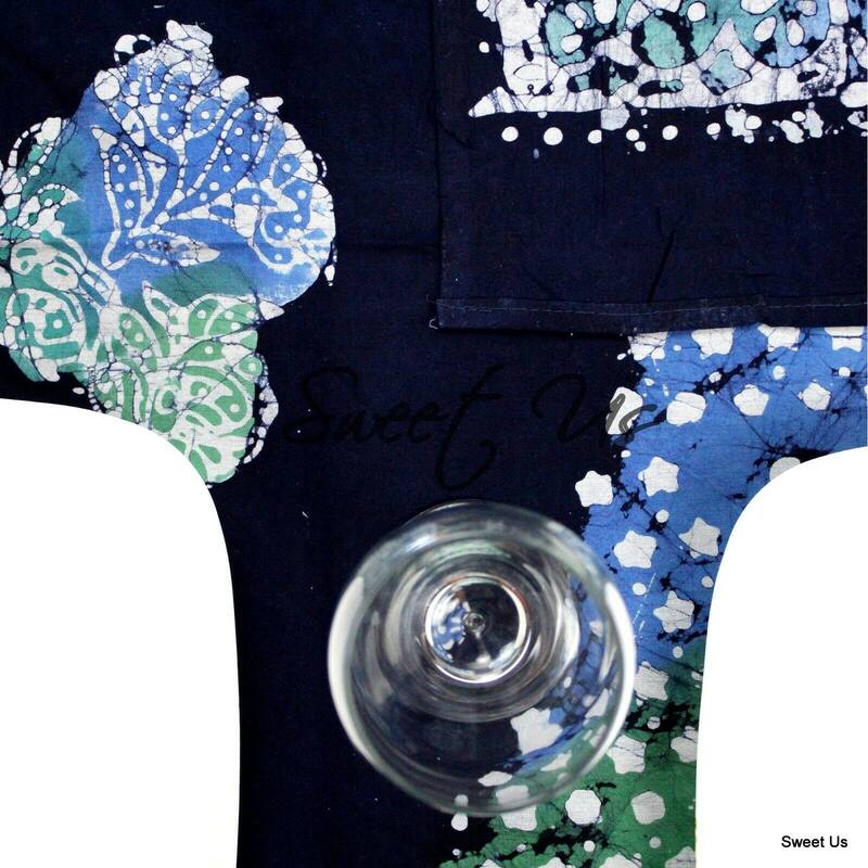 Cotton Batik Print Floral Tablecloth Rectangle - 58 x 90 in