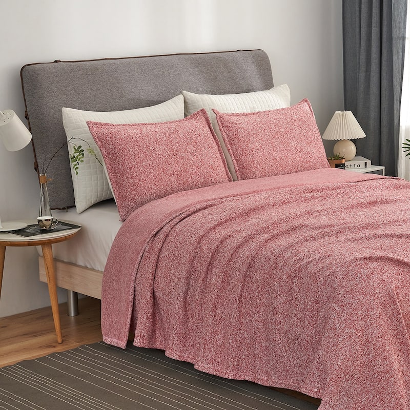 3 Piece Heather Jersey Blanket Knit Blanket