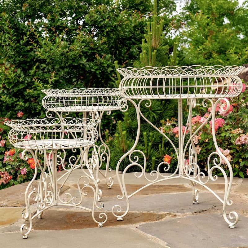 Set of 3 Round Plant Stands with Baskets "Copenhagen 1843"