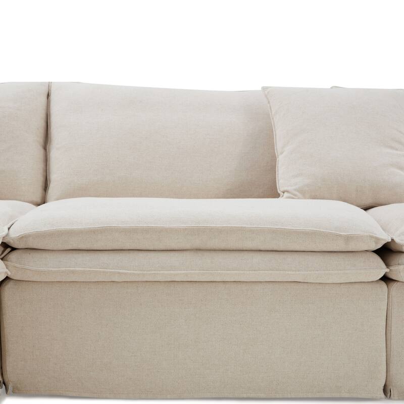 Furniture of America Caspian 6-Seater Taupe FSC & OEKO TEX Sectional Sofa with Feather Blend Cushions