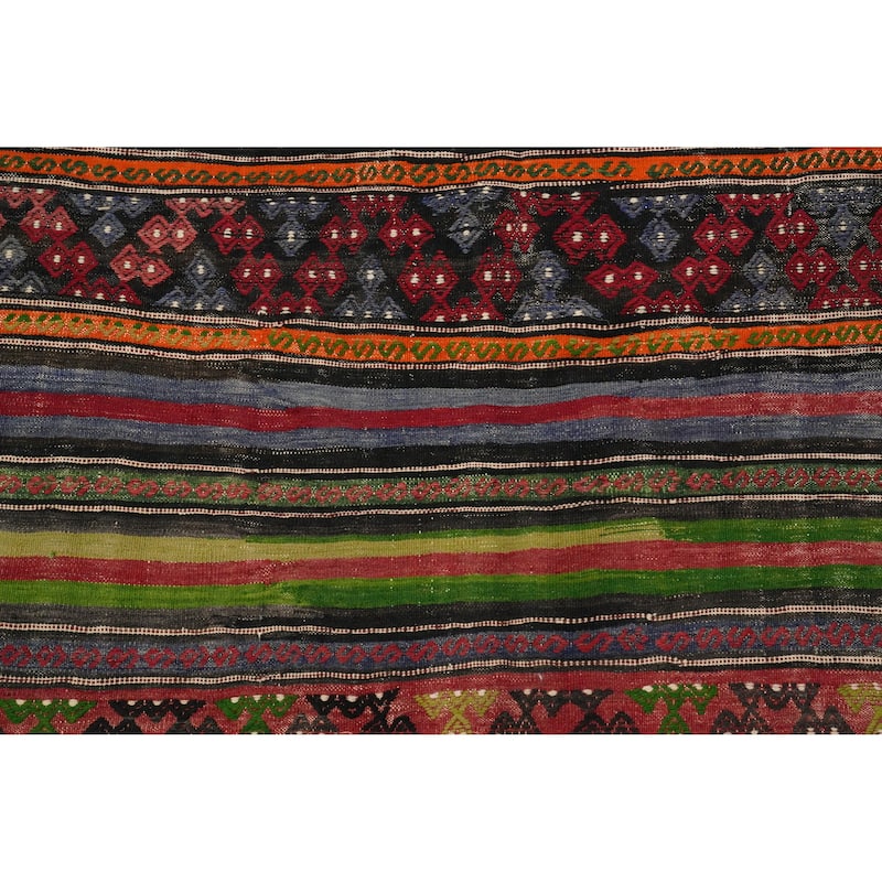 Hand Woven Oriental 100% Wool Carpet Southwestern Tribal Multi-Colored Kilim Area Rug - 10' 6'' X 5' 1''