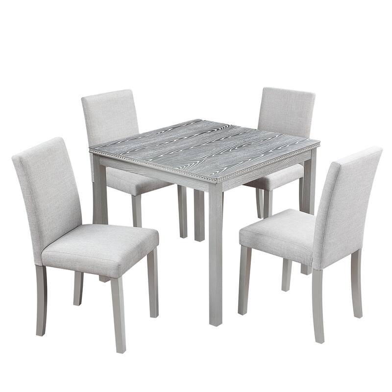 5 Piece Wooden Dining Table Set, Kitchen Table Set,Wooden Dining Table - Gray
