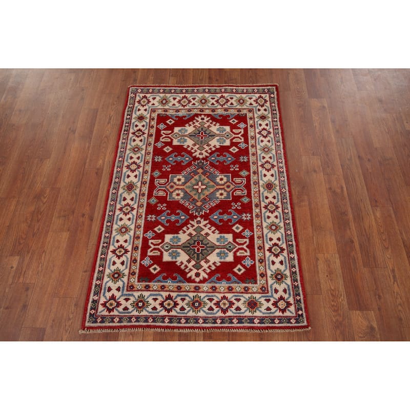 Red Kazak Accent Rug Hand-Knotted Wool Carpet - 2'6" x 3'10"