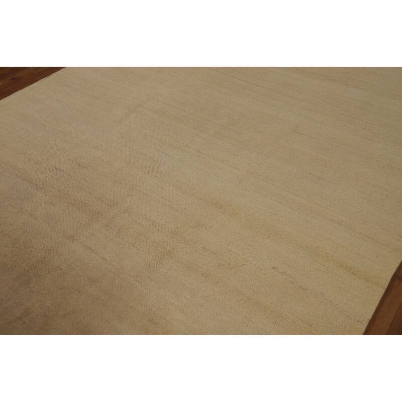 Muted Gold Beige Gabbeh Oriental Area Rug Hand-Knotted Wool Carpet - 6'5" x 9'8"