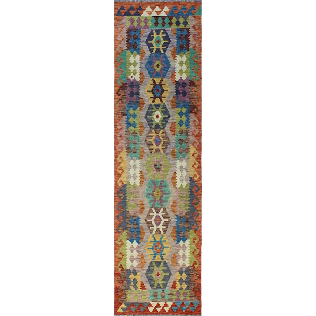 Flatweave Margot Rust/Purple Runner - 2'8" x 9'9"