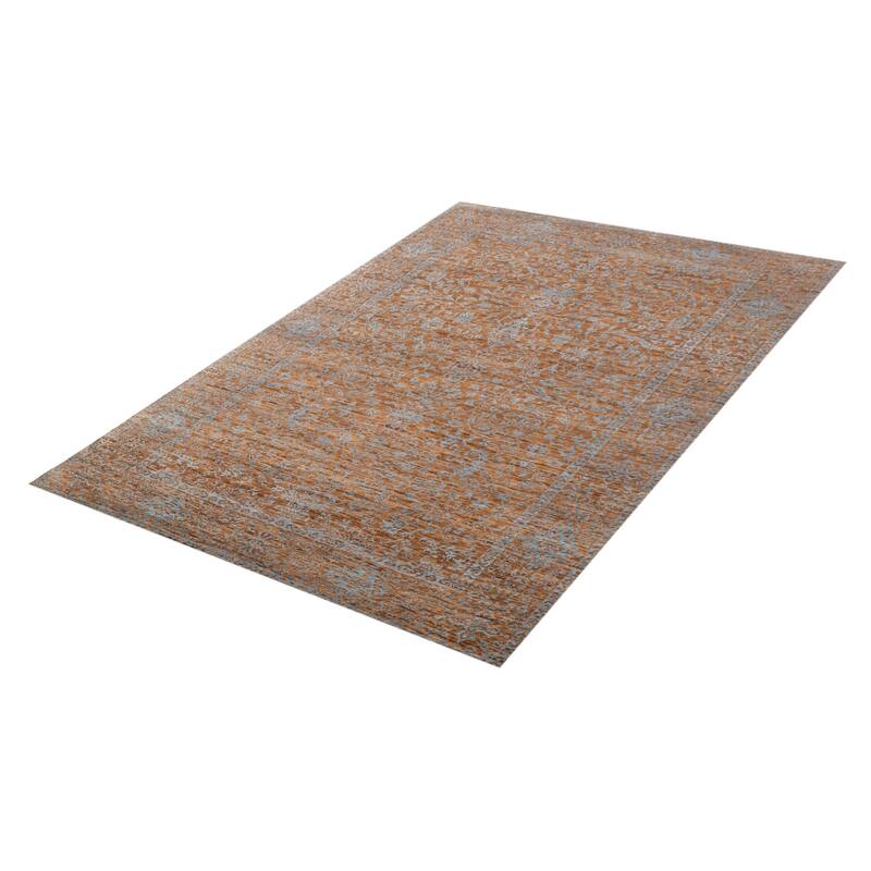 ECARPETGALLERY Hand-knotted Heritage Brown Silk, Wool Rug - 6' 1" x 8' 11"
