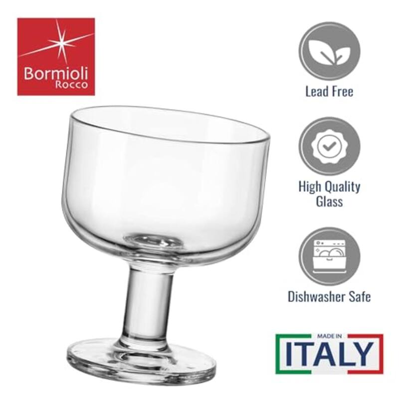 Bormioli Rocco Set of 6 Hosteria Glass Dessert Cups with Feet - 8 oz.