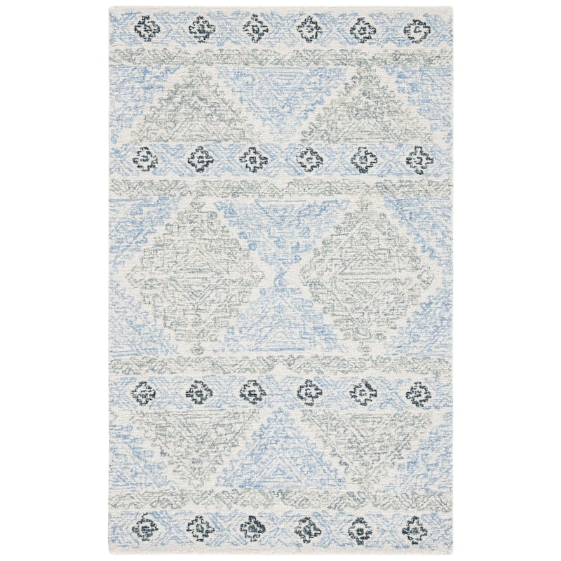 SAFAVIEH Handmade Micro-Loop Lizzi Moroccan Wool Rug - 2'6" x 4' - Ivory/Grey