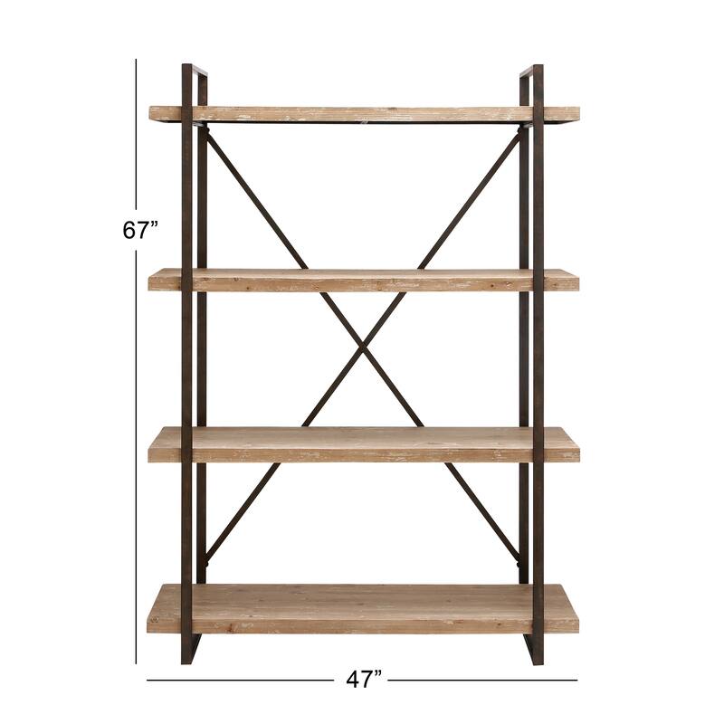 Brown Wood 4 Shelves Shelving Unit