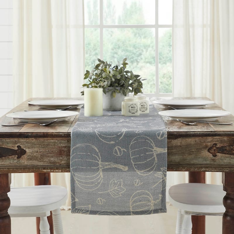 Silhouette Pumpkin Grey Runner 12x36 - 12x48