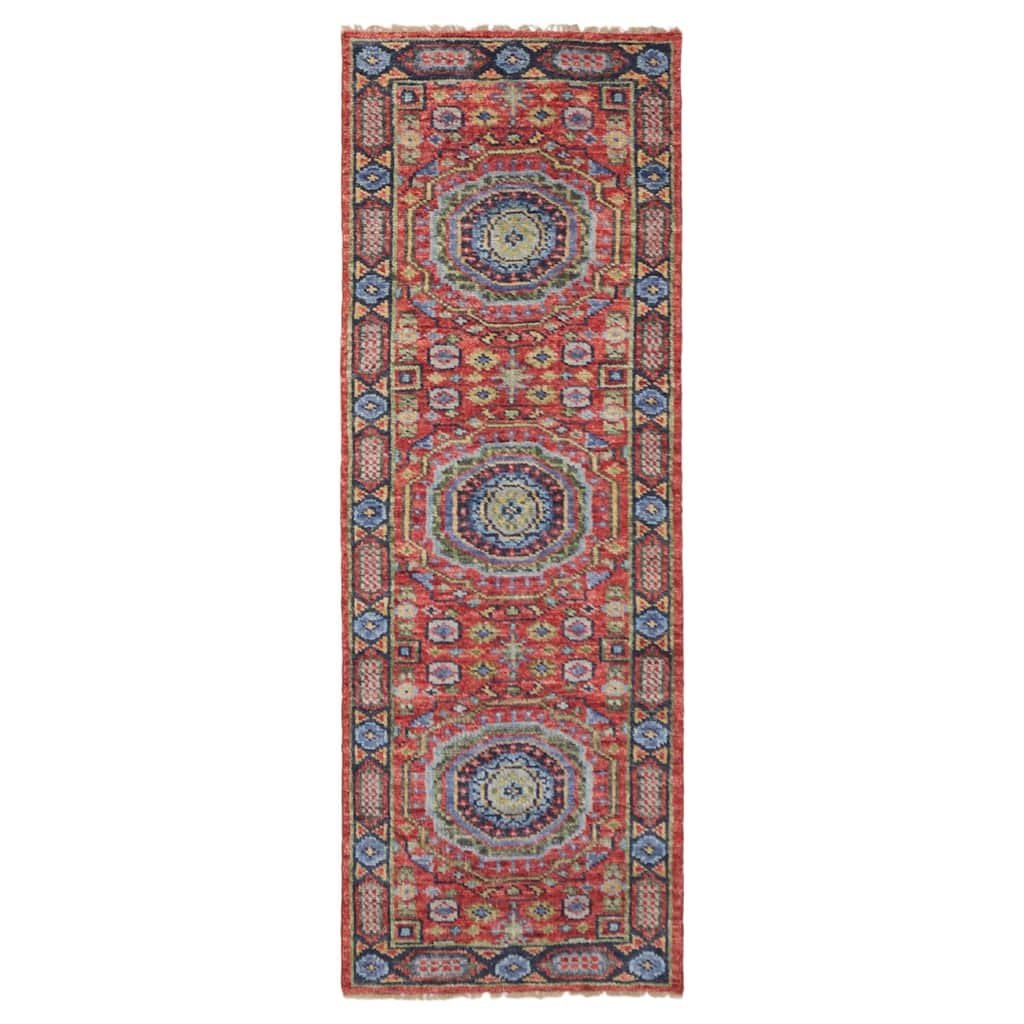 ECARPETGALLERY Hand-knotted Mamluk Red Wool Rug - 2'8 x 7'7