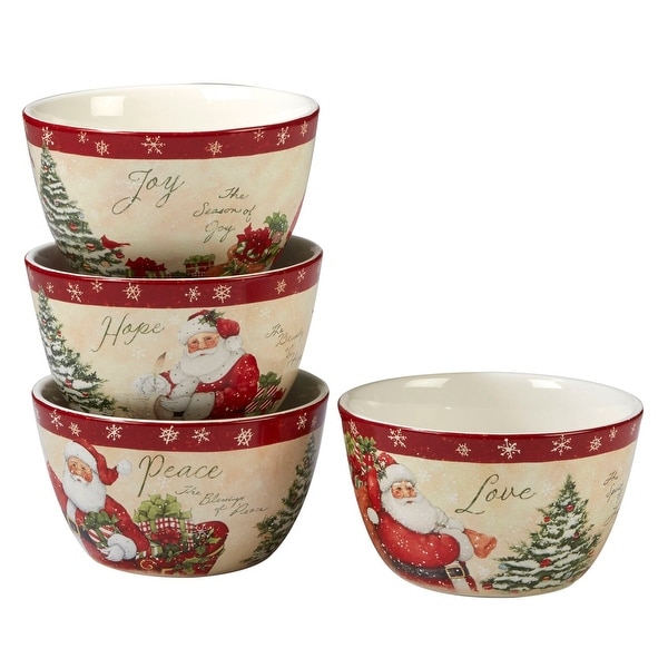 4pc White and Red Holiday Wishes Thanksgiving Ice Cream Bowl Set 5.5. Opens flyout.