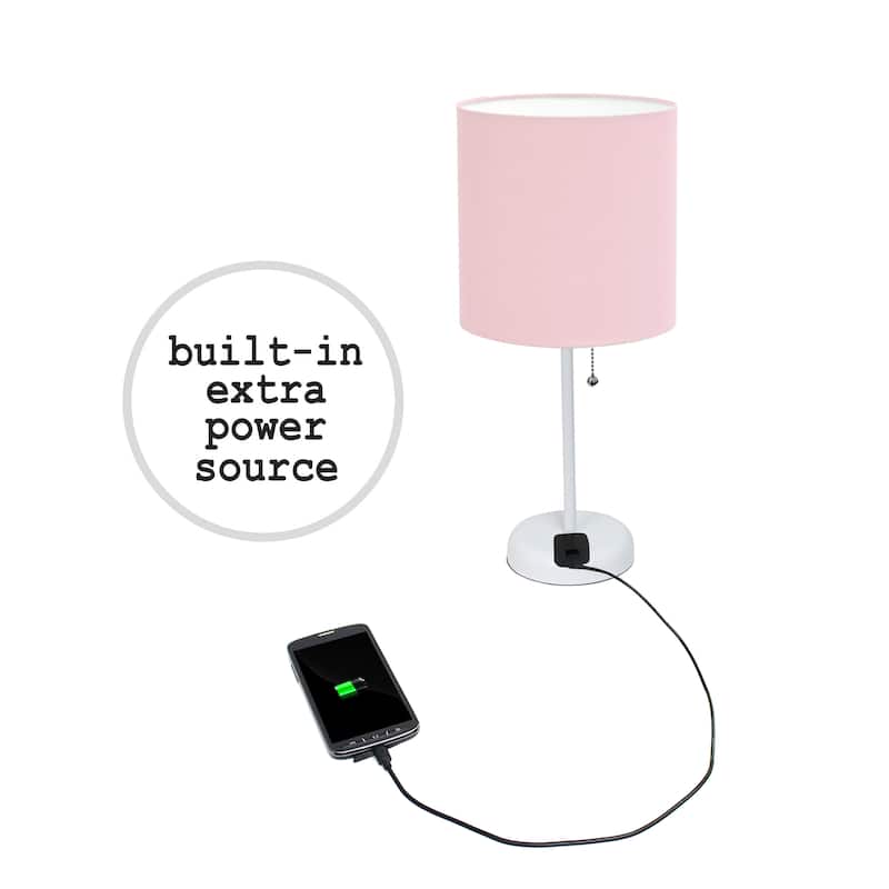 Simple Designs 19.5" 2 Pack Table Desk Lamp Set with Charging Outlet - 19.50