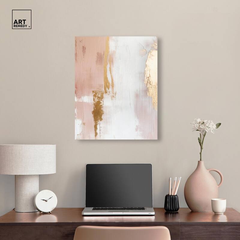 Golden Glow on Pink Canvas by Art Remedy, Gallery Wrapped