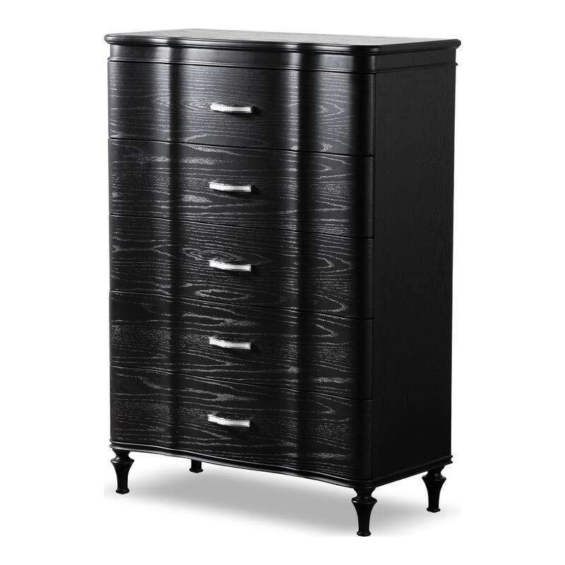 Furniture of America Seabliss Glam 3-Piece Black Solid Wood Chest and 2-Nightstand Bedroom Set