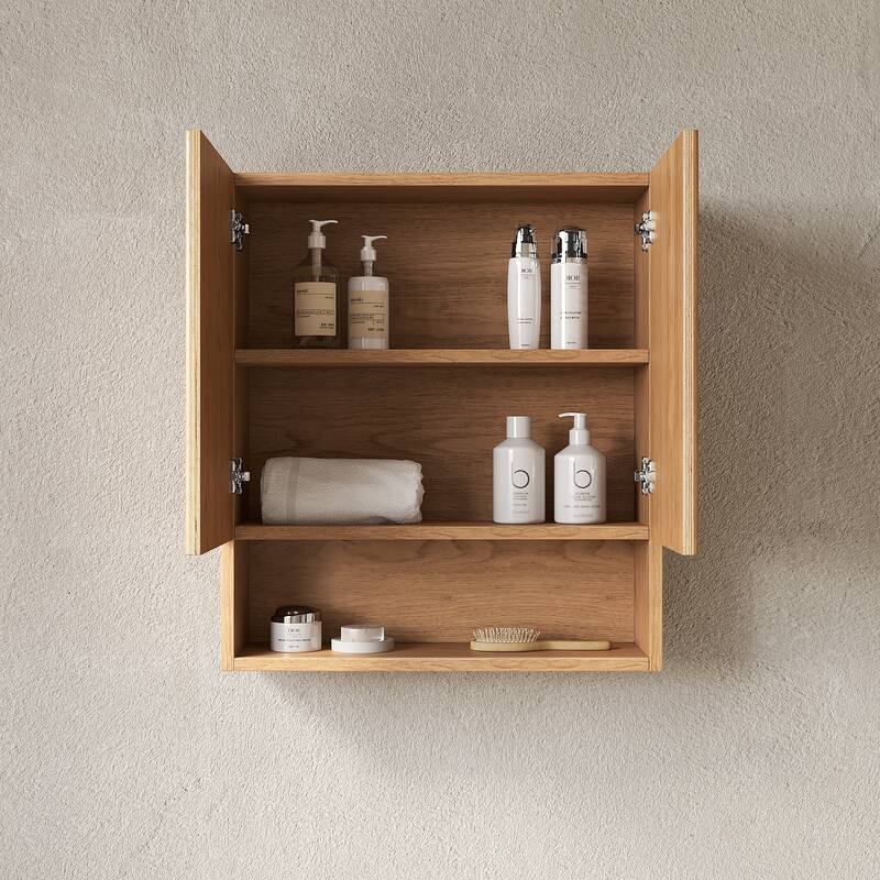 26" Wall-Mounted Striped Bathroom Cabinet