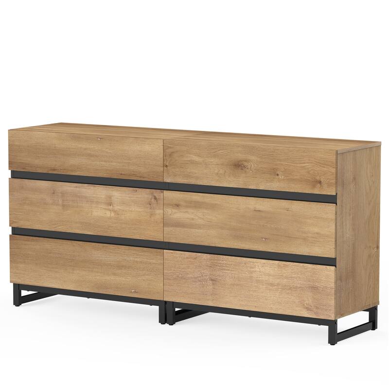 WAMPAT Modern TV Stand with Drawers and Metal Base