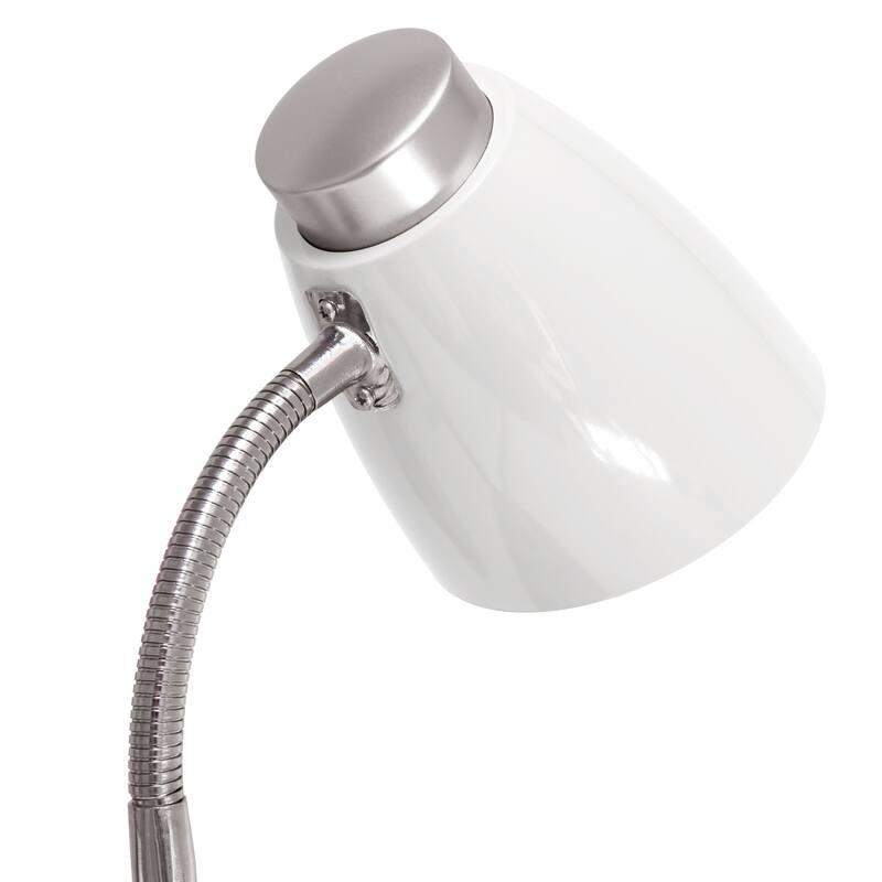 18.5 in. Chrome Finish Table Lamp with White Shade, Desk Lamp for Writing and Computer Desks
