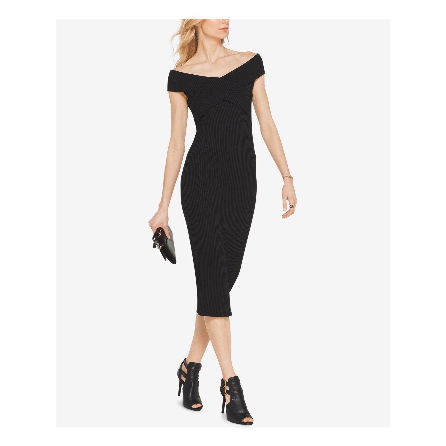 michael kors black midi dress