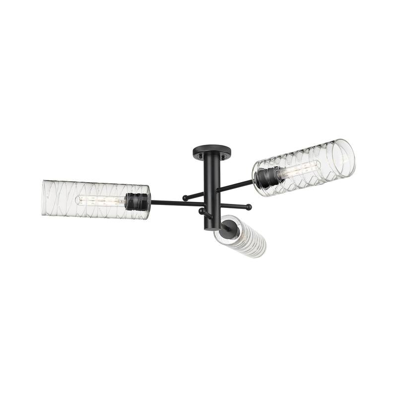 Innovations Lighting Crown Point - 3 Light 12" Flush Mount - Deco Swirl/Matte Black