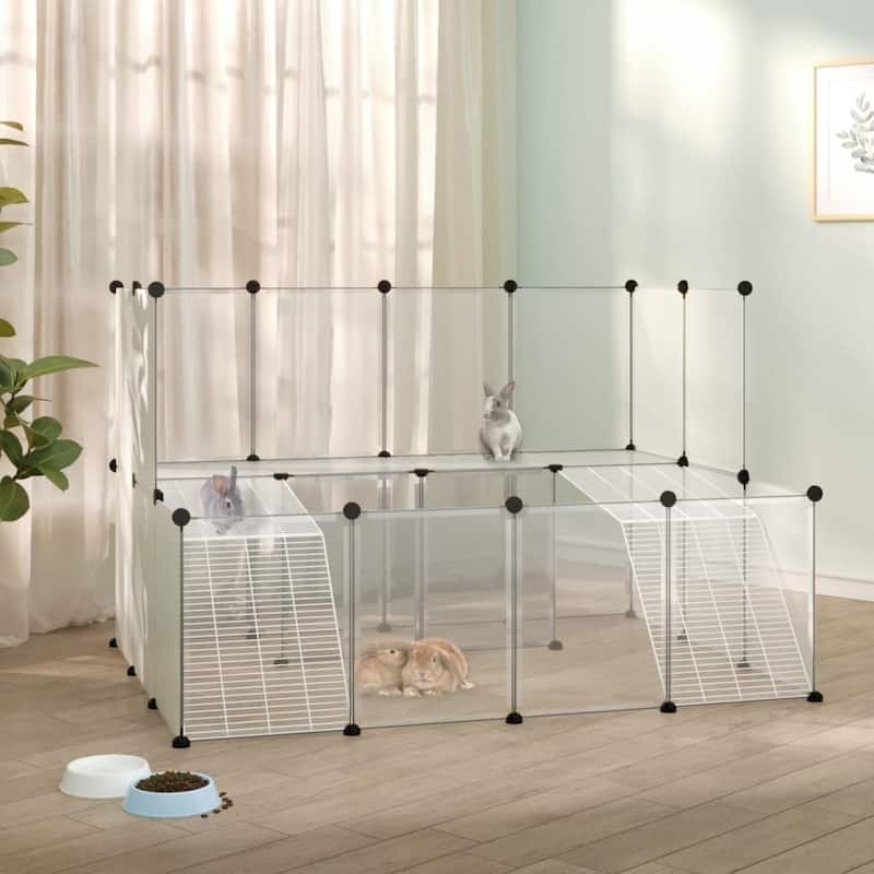 vidaXL Small Animal Cage Black/Transparent 56.3"x42.1"x36.6" PP and Steel - Transparent