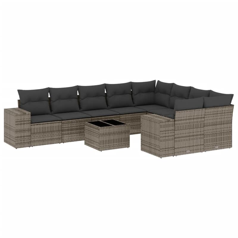 vidaXL Patio Sofa Set with Cushions Outdoor Conversation Furniture Poly Rattan