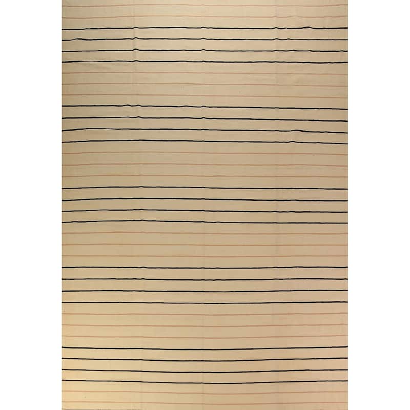 All-Over Striped Kilim Oriental Large Rug Wool Carpet - 10'0"x 14'1"