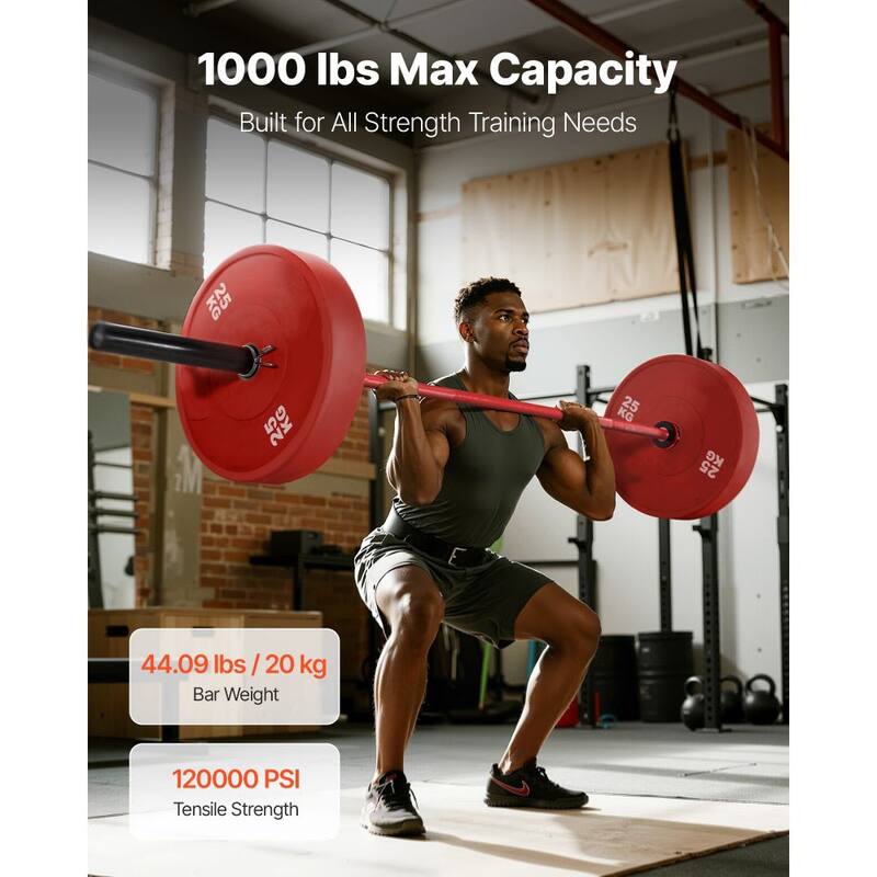 2-Inch Plate Compatible Steel Barbell with Brass Bushings and Diamond Knurled Handle