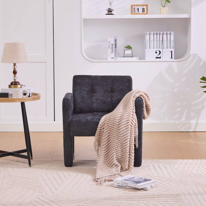 Modern Minimalist Casual Single Armchair Living Room, Bedroom, Office Area Upholstered Chair Comfortable Padded Armchair