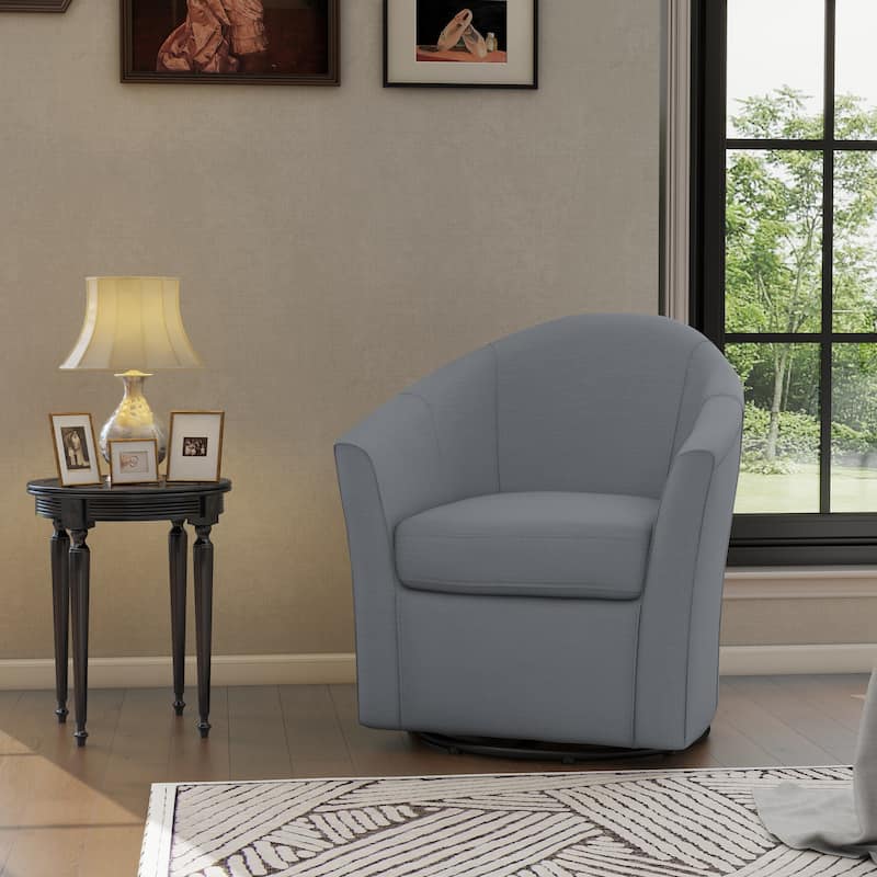 Modern Upholstered Swivel Barrel Chair Living Room Accent Chair - LIGHT GRAY