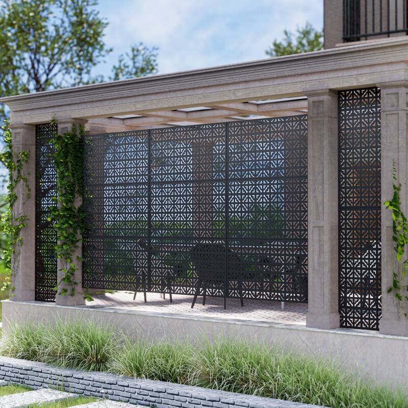 Outdoor Privacy Screen Metal Privacy Screen Panel Free Standing - 72*47
